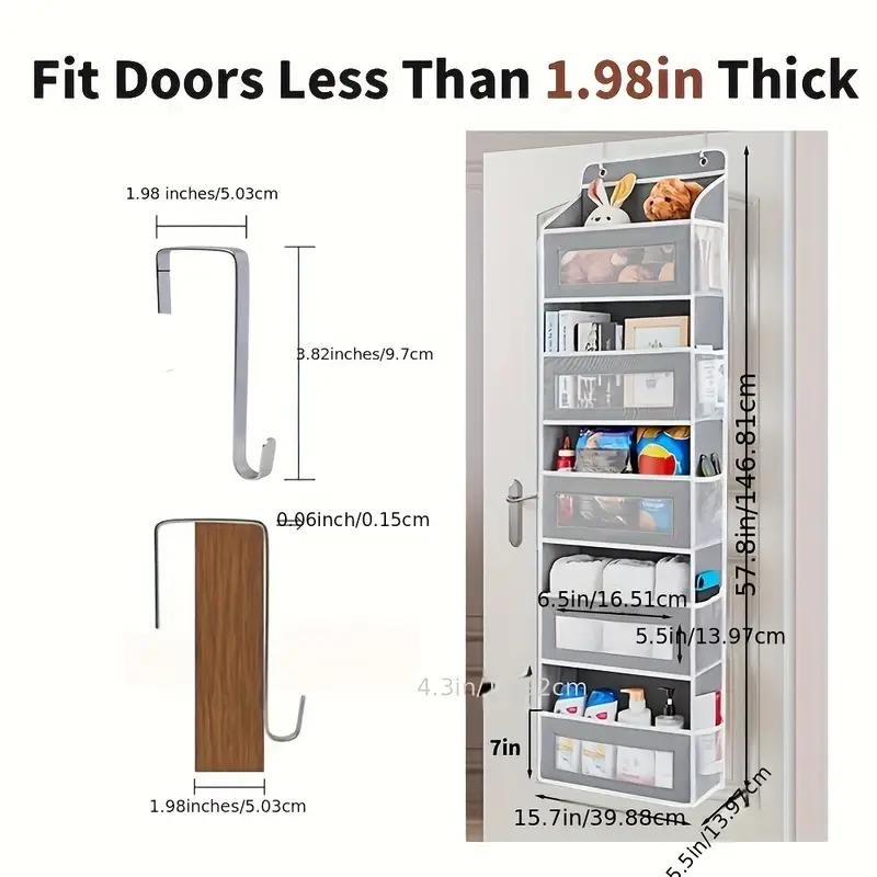 5-Tier Door Storage Box, Hanging Door Storage Box with 5 Large Capacity Pockets | Anti-tilt 44 Pound Load Back Of Door Storage Box for Bedroom, Bathroom, Pantry, Youngsters's Room Storage And Collection Use