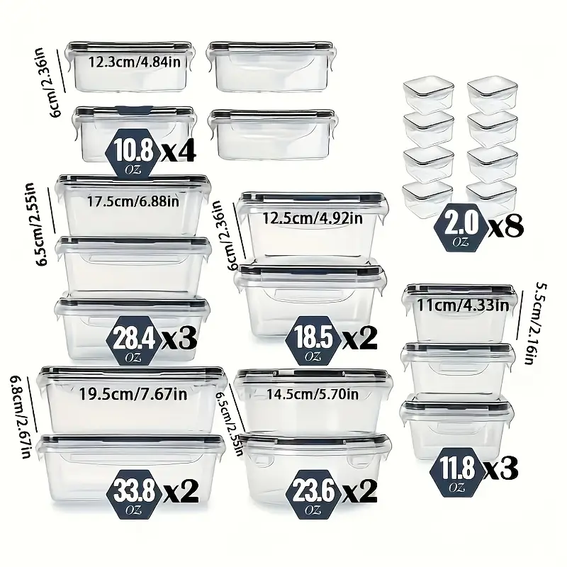 48pcs Food Storage Containers Set Kitchen Organizers Leakproof Meal Prep Containers Local Warehouse - Airtight, BPA-Free, Easy-Snap Lids, Stackable Includes 24 Lunch Containers, 24 Lids, Free Labels, And Marker for Pantry And Kitchen Organization