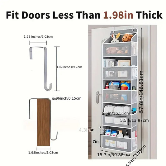 5-Tier Door Storage Box, Hanging Door Storage Box with 5 Large Capacity Pockets | Anti-tilt 44 Pound Load Back Of Door Storage Box for Bedroom, Bathroom, Pantry, Youngsters's Room Storage And Collection Use