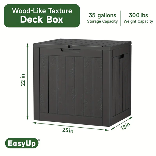 35-Gallon Large Outdoor Storage Deck Box, UV & Water-Resistant, Weatherproof Resin Organizer with Lockable Lid