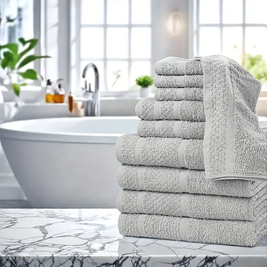 10pcs Absorbent Soft Cotton Bath Towel Set, 4pcs Bath Towels&2pcs Hand Towels&4pcs Washcloths, Quick-drying, Solid Color, Bathroom Supplies, Towels for Bathroom, Shower And Hotel