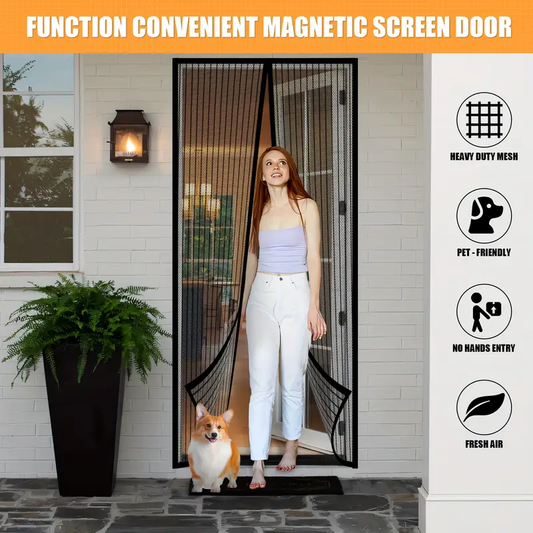 Heavy-Duty Magnetic Screen Door - Self-Sealing, Hands-Free Mesh for Insect Protection, Pet & Youngsters Friendly, Easy Installation with Magnetic Strips, Durable Nylon Material, Bohemian Style, Hand Wash Only, Insect Barrier Door