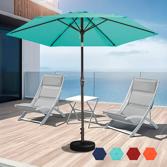 MEWAY 10FT/9FT/7.5FT Durable UV Protection Large Outdoor Patio Umbrella - Waterproof, Windproof with Easy Push Button Tilt And Crank System, Perfect for Backyard, Beach, And Poolside Shade