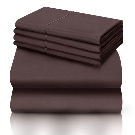 6pcs Luxury Cooling Bed Sheet Set, Soft Comfort Set, Queen Size Bedding Set, Breathable, Wrinkle Resistant,, Soft, with 18 Inch Deep Pockets, Bedroom, Guest Room, Hotel Bedding Set (1* Flat Sheet + 1* Fitted Sheet + 4*