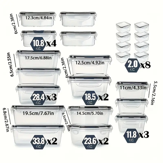 48pcs Food Storage Containers Set Kitchen Organizers Leakproof Meal Prep Containers Local Warehouse - Airtight, BPA-Free, Easy-Snap Lids, Stackable Includes 24 Lunch Containers, 24 Lids, Free Labels, And Marker for Pantry And Kitchen Organization