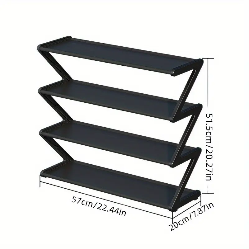 1pc 4-Tier Large Pink Plastic Z-Shaped Shoe Rack | Easy Assembly No Tools Required, Stackable Storage
