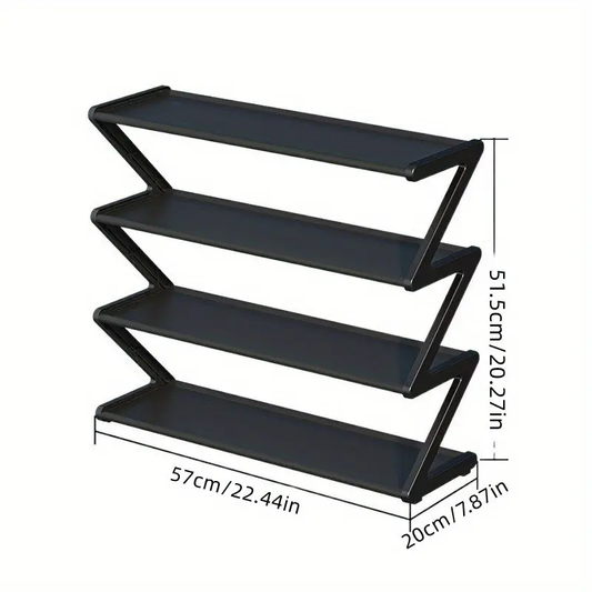1pc 4-Tier Large Pink Plastic Z-Shaped Shoe Rack | Easy Assembly No Tools Required, Stackable Storage