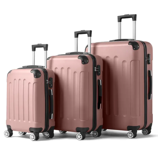 3pcs Luggage with Corner Protectors, 20/24/28-Inch, Durable Hard Shell, 360 Spinner Wheels, with TSA Lock, Multifunctional Large Capacity, Lightweight Travel Suitcase