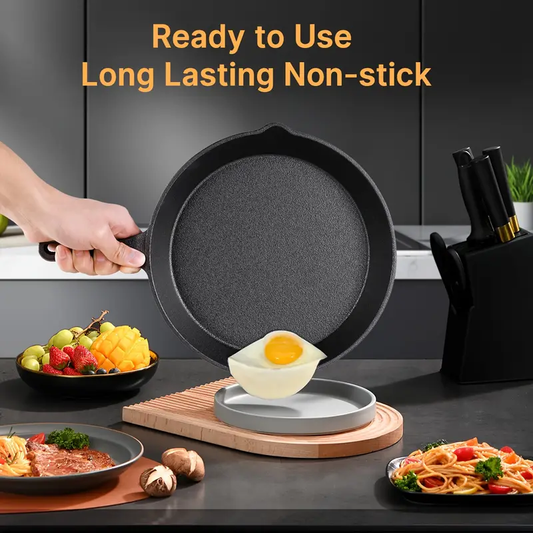 3pcs/4pcs Heavy-Duty Pre-Seasoned Cast Iron Skillet Set - Non-Stick, Multi-Functional with Ergonomic Handles - for Superior Heat Retention, Indoor and Outdoor Cooking