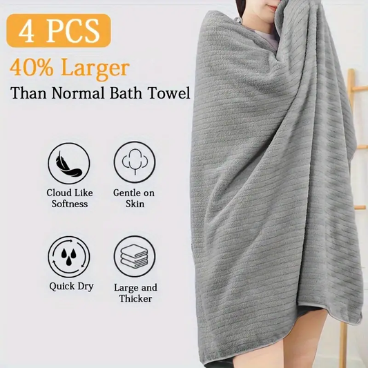 4 Pack Oversized Bath Towels Set, 35"x70" Extra Large Towel Microfiber Absorbent XL Bath Sheet Super Soft Bathroom Towels Set Quick Dry Plus Size Shower Towels for Family Hotel,Valentine's day gift
