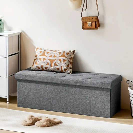 Storage Ottoman Bench, FoldingOttoman Stool, Ottoman with Storage, StorageChest, End Of Bed Bench, Padded Seat, StorageBench with Seating for Bedroom, Living Room, Mother's Day Thoughtful Gift